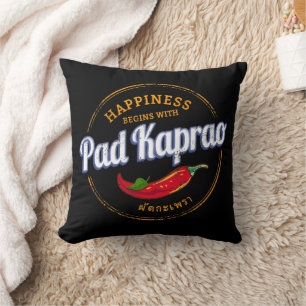 Coussin Pad Kaprao Chili Street Food Vintage Thaïlande