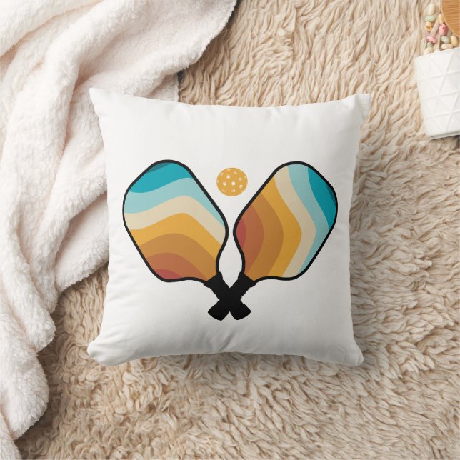 Coussin Pagaies et balle de Pickleball Retro (Couverture)