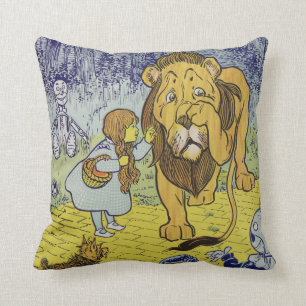 Coussin Page lâche de livre de magicien d'Oz de lion