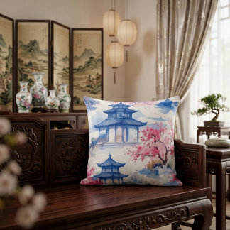 Coussin Pagode Bleue