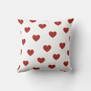 Coussin Pailleté Moderne Romantique Rouge Cœur