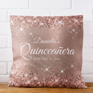 Coussin Pailleté Rose Gold Glam Dégradé Quinceañera 15
