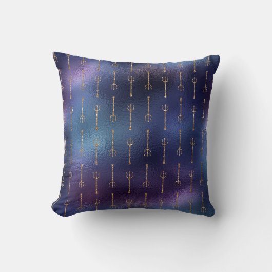 Coussin Paillette de Sirène Bleue - Motif Trident - (Recto)