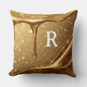 Coussin Paillettes Bokeh Luxe Ruissellement d'Or Liquide G