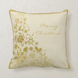 Coussin Paillettes de Noël en Or Élégant