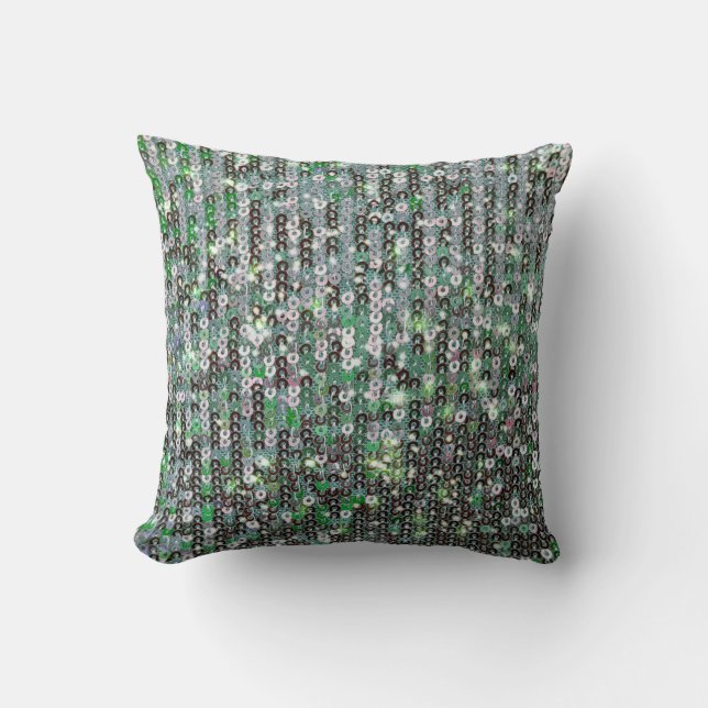 Coussin Paillettes de parties scintillant émeraude vert (Recto)