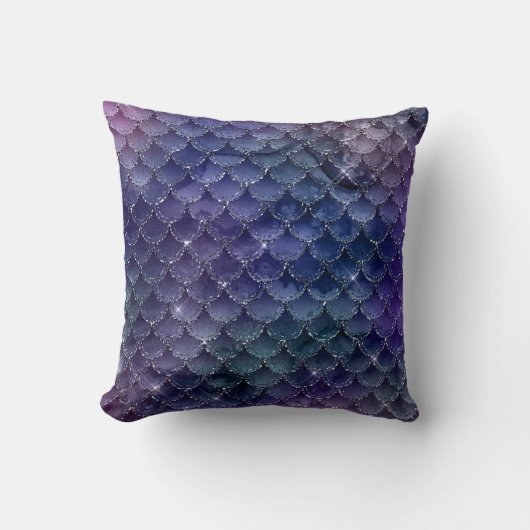 Coussin Paillettes de Sirène Bleu et Violet (Recto)