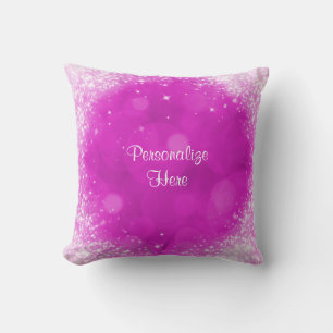 Coussin Paillettes Faux Glitter Rose et Blanc