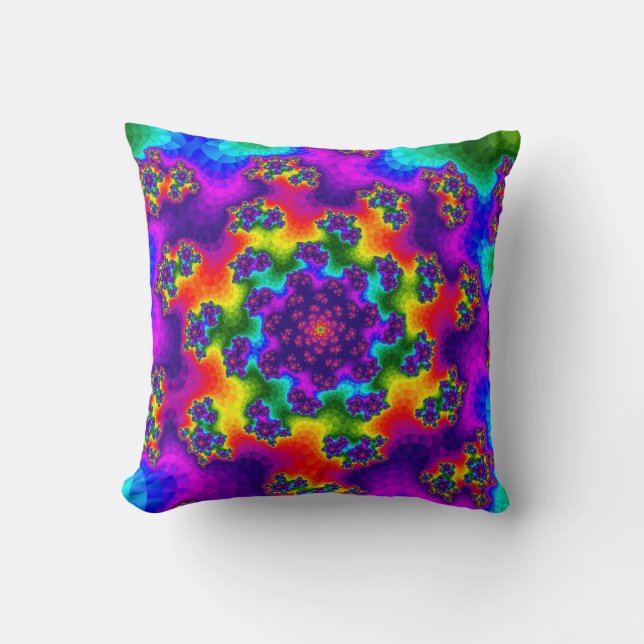 Coussin Paillettes Florales Arc-en-Ciel (Recto)
