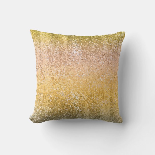 Coussin Paillettes ombrées or faux élégant et chic (Recto)