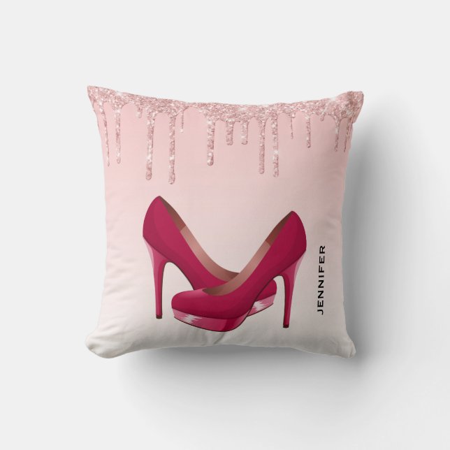 Coussin Paillettes Pink Dripping (Recto)