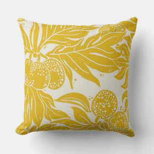 Coussin Pain de fruit motif jaune moutarde crème