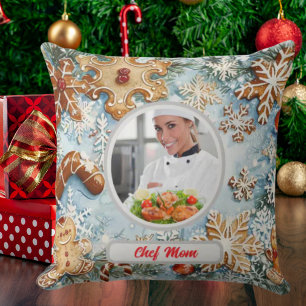Coussin Pain de gingembre de Noël Chef personnalisé Maman 