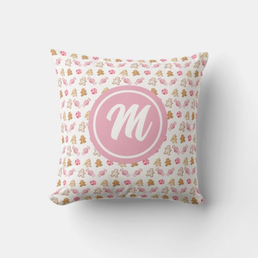 Coussin Pain d'épices et sucre rose Monogramme Motif (Recto)