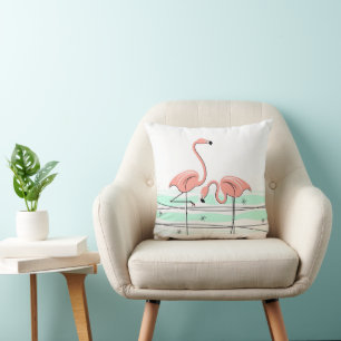 Coussin Paire de flamants roses océan aqua dos carré