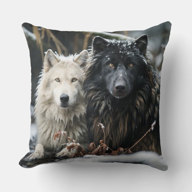 Coussin Paire de loups (Recto)
