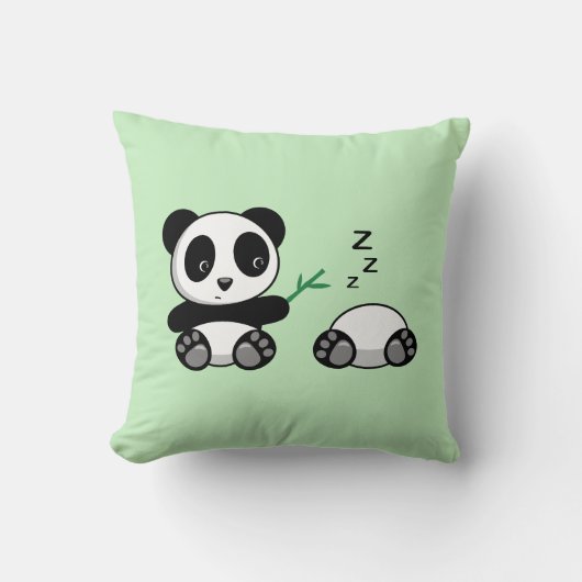 Coussin Paire de mignons petits pandas sur vert (Recto)