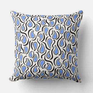 Coussin Paisley Abstrait 230523 - Baby Blue, B&W