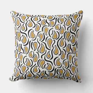 Coussin Paisley Abstrait 230523 - Golden Brown, B&W