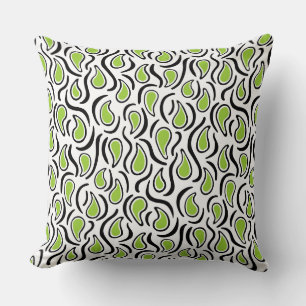 Coussin Paisley Abstrait 230523 - Martian Green, B&W
