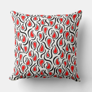 Coussin Paisley Abstrait 230523 - Rouge, noir et blanc