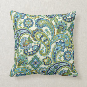 Coussin Paisley bleu et vert