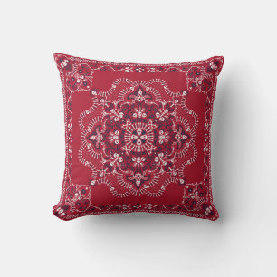 Coussin Paisley, crânes, bandana, design carré.