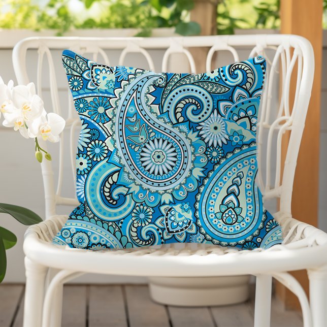 Coussin Paisley Floral Pattern Blue (Créateur téléchargé)