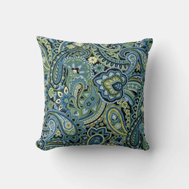 Coussin Paisley Forest Green (Recto)