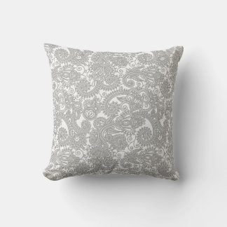 Coussin Paisley Grey Blanc Dentelle Détaillée Motif Cushio