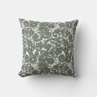 Coussin Paisley noir blanc dentelle détaillée Motif Cushio
