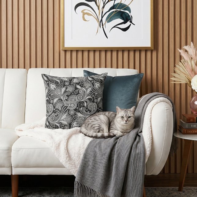 Coussin paisley noir et blanc (Créateur téléchargé)