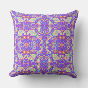Coussin Paisley psychédélique vibrant