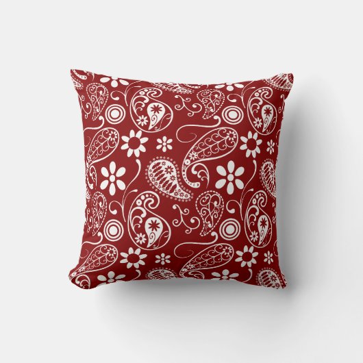 Coussin Paisley rouge foncé; Floral (Recto)