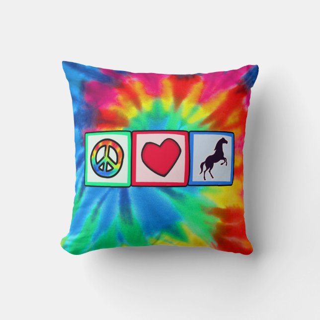 Coussin Paix, amour, chevaux (Recto)