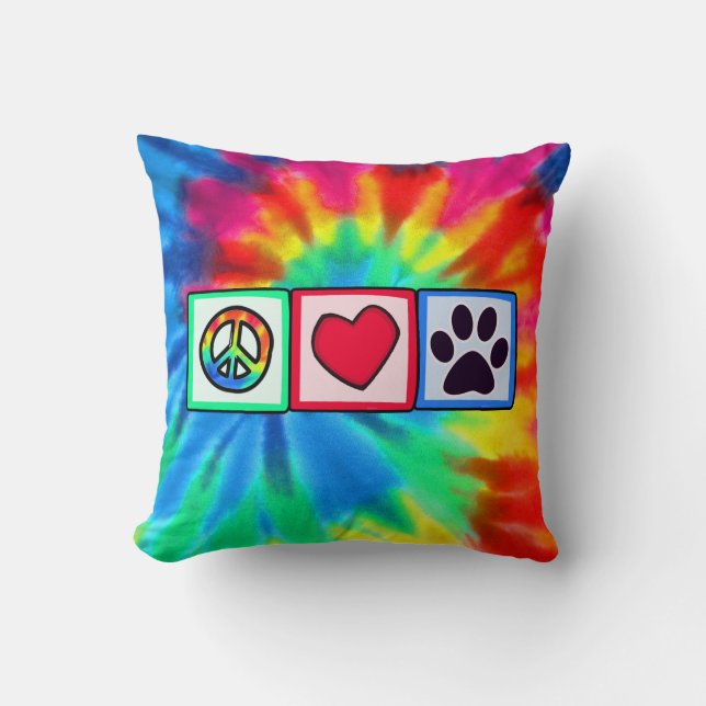 Coussin Paix, amour, chien ; Pawprint (Recto)
