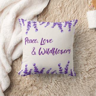 Coussin Paix, amour et Fleurs sauvages Jeu d'oreiller