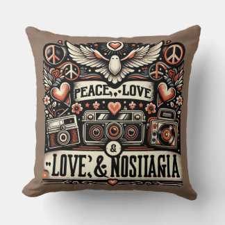 Coussin Paix, amour et nostalgie : Citation de la typograp