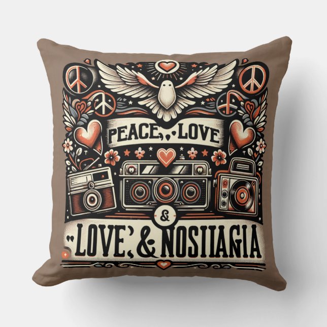 Coussin Paix, amour et nostalgie : Citation de la typograp (Recto)
