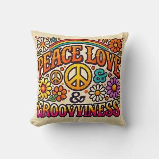 Coussin Paix, Amour & Grooviness Jetez l'oreiller