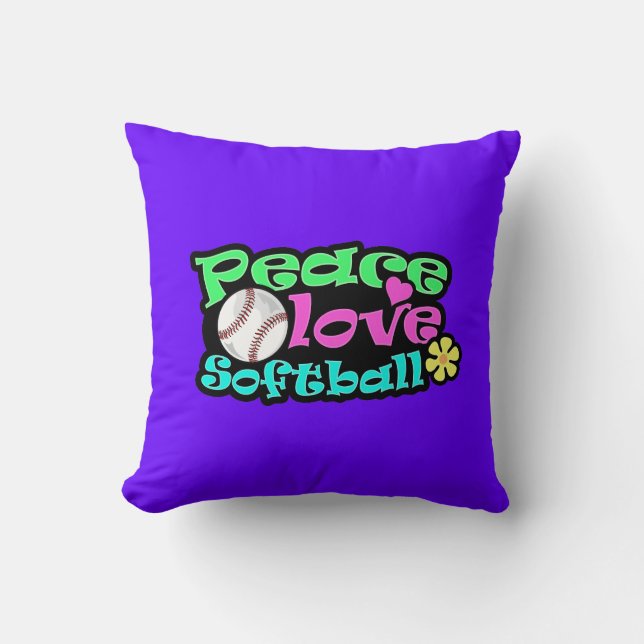 Coussin Paix, amour, le base-ball (Recto)