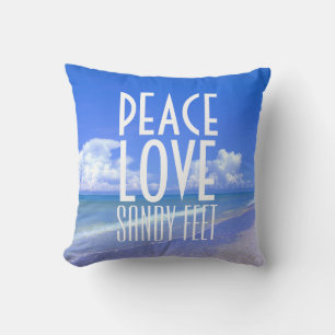 Coussin Paix, Amour, Pieds De Sable