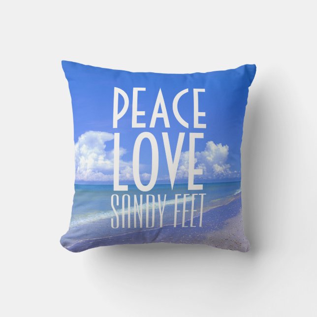 Coussin Paix, Amour, Pieds De Sable (Recto)