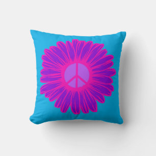 Coussin Paix en rose et violet Daisy