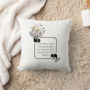 Coussin PAIX intérieure stoïque minimaliste Citation illus