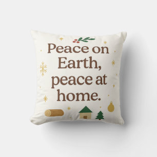 Coussin Paix sur Terre, Paix à la Maison – Noël Cosy