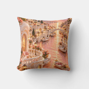 Coussin Palais du coucher de soleil sur le canal de la per