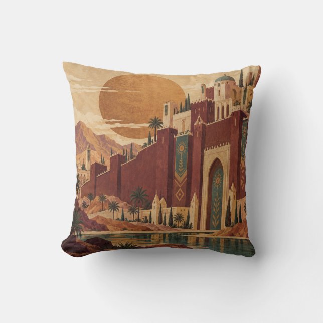 Coussin Palais Riverside Terracotta Soleil Ocre (Recto)
