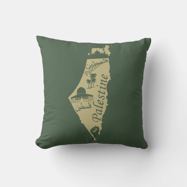 Coussin Palastinien de la carte de Palestine (Recto)