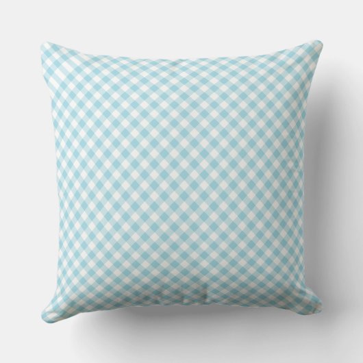 Coussin Pale Bleu Blanc Diagonal Check En vichy Motif (Verso)